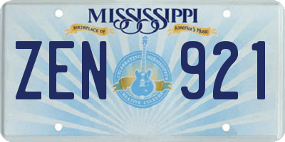 MS license plate ZEN921