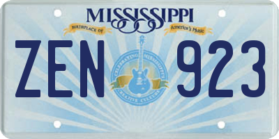 MS license plate ZEN923