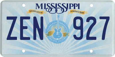 MS license plate ZEN927