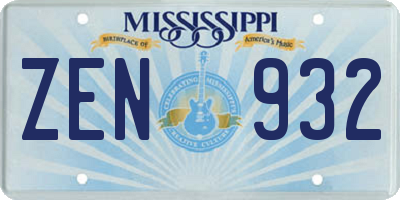 MS license plate ZEN932