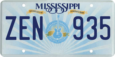MS license plate ZEN935