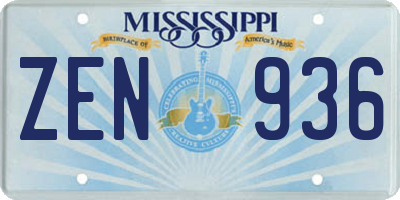 MS license plate ZEN936