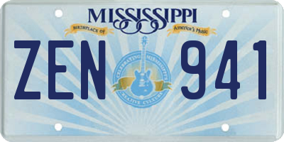 MS license plate ZEN941