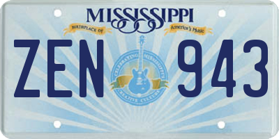MS license plate ZEN943