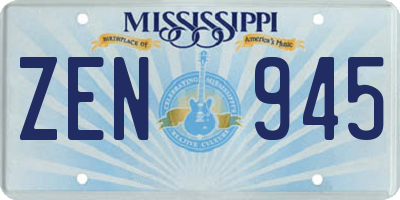 MS license plate ZEN945