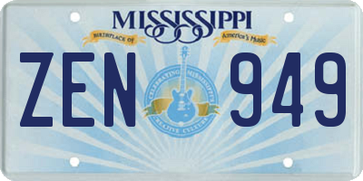 MS license plate ZEN949