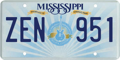 MS license plate ZEN951