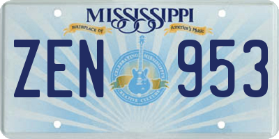 MS license plate ZEN953