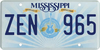 MS license plate ZEN965