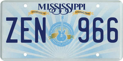 MS license plate ZEN966
