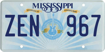 MS license plate ZEN967