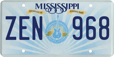 MS license plate ZEN968
