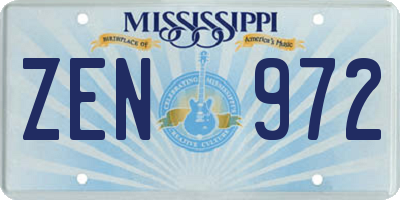MS license plate ZEN972