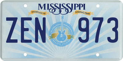 MS license plate ZEN973