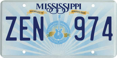 MS license plate ZEN974