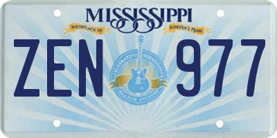 MS license plate ZEN977