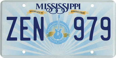 MS license plate ZEN979