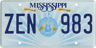 MS license plate ZEN983