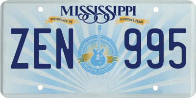 MS license plate ZEN995