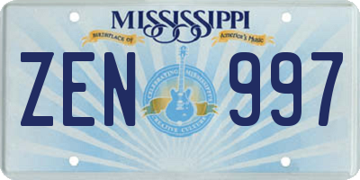 MS license plate ZEN997