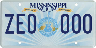 MS license plate ZEO000