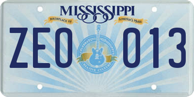 MS license plate ZEO013