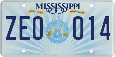 MS license plate ZEO014