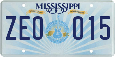 MS license plate ZEO015