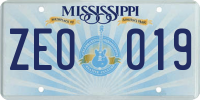MS license plate ZEO019