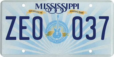 MS license plate ZEO037