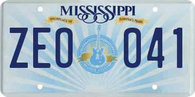 MS license plate ZEO041
