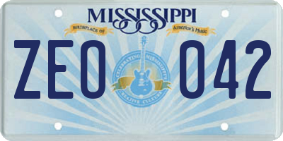 MS license plate ZEO042