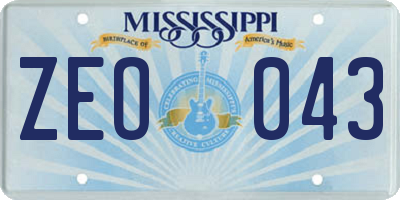 MS license plate ZEO043