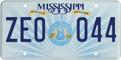 MS license plate ZEO044