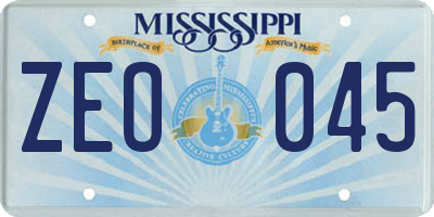 MS license plate ZEO045