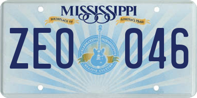 MS license plate ZEO046