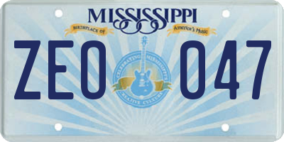 MS license plate ZEO047