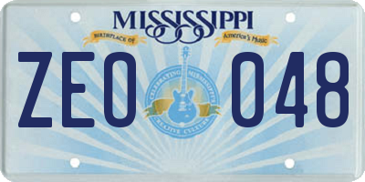 MS license plate ZEO048