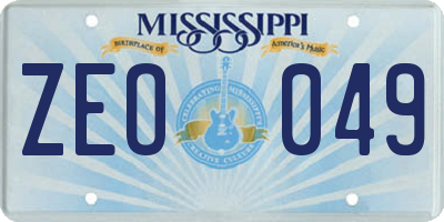 MS license plate ZEO049