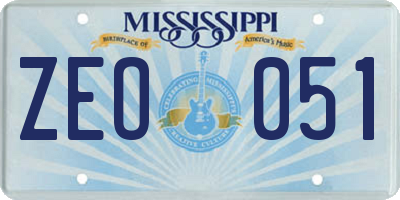 MS license plate ZEO051