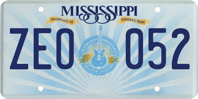 MS license plate ZEO052