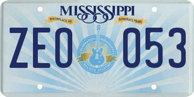 MS license plate ZEO053