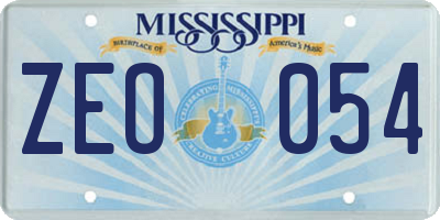 MS license plate ZEO054