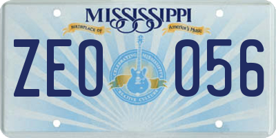 MS license plate ZEO056