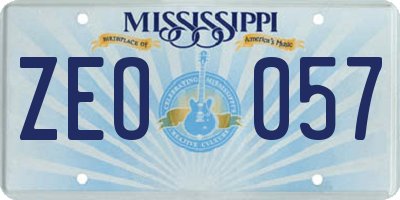 MS license plate ZEO057
