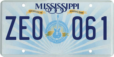 MS license plate ZEO061