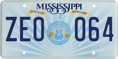 MS license plate ZEO064