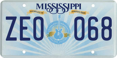 MS license plate ZEO068