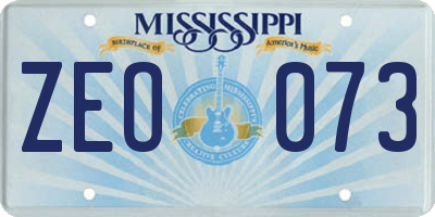 MS license plate ZEO073
