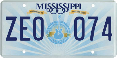 MS license plate ZEO074